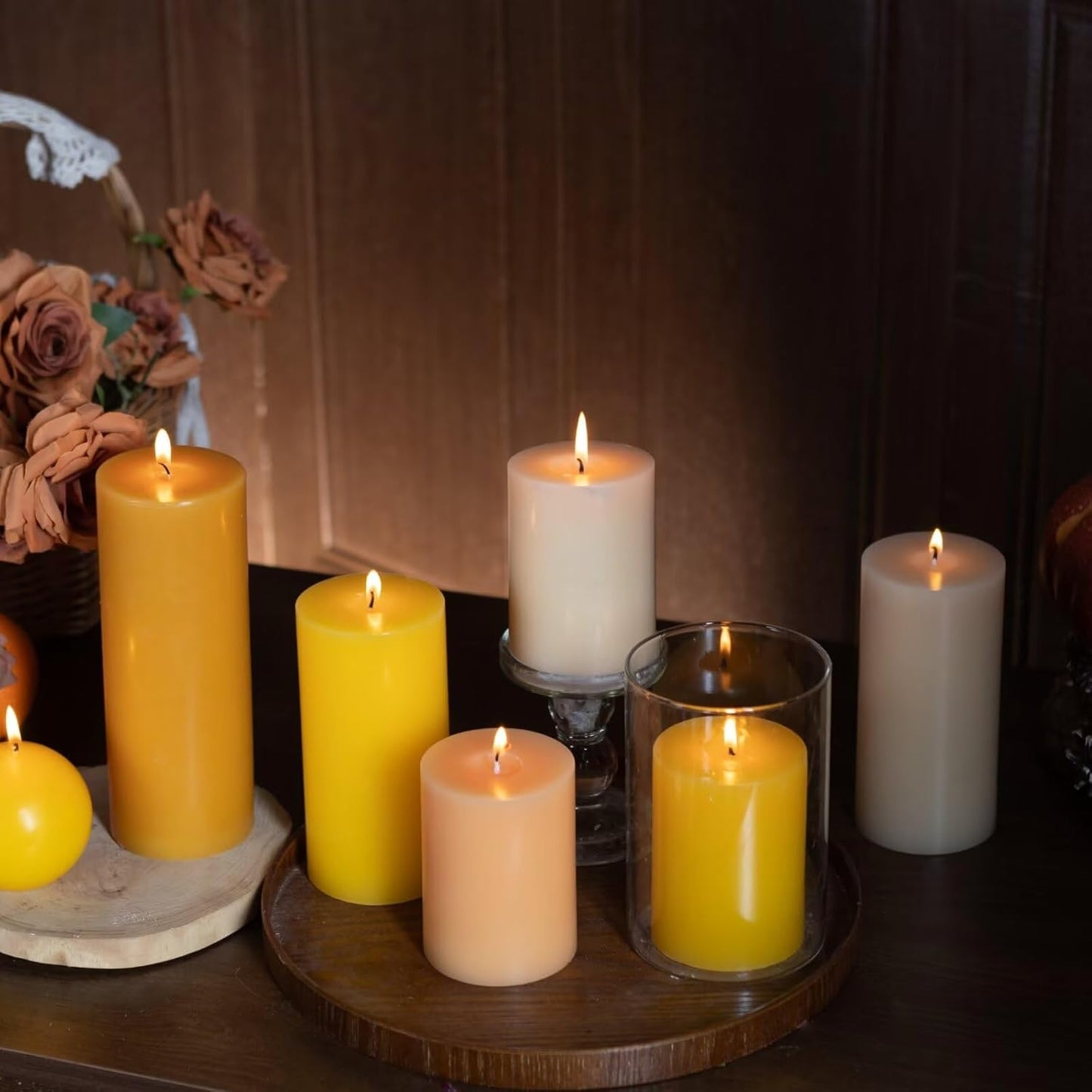 MOZEAL 3" x 4" Hand-Poured Unscented Candle,Dripless Pillar Candle Set of 3,Long Clean Burning,Approx 72 Hours Burn Time,Rustic Country Style,Wedding,Dinner,Christmas and Home Decor,White