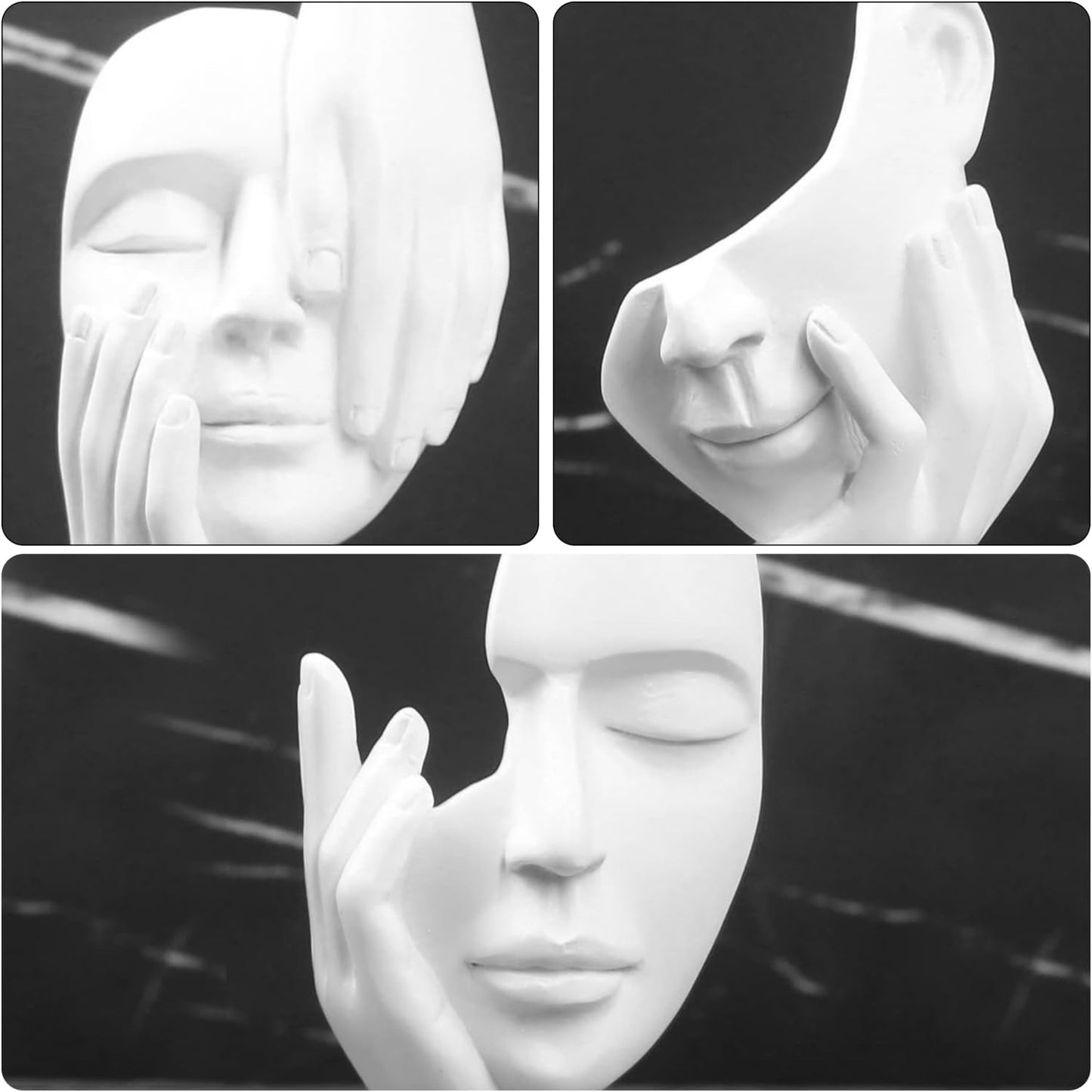 3 Pcs Thinker Statue,Modern Home Resin Sculptures,Collectible Figurines for Home Office Bookshelf Desktop Decor(Black)