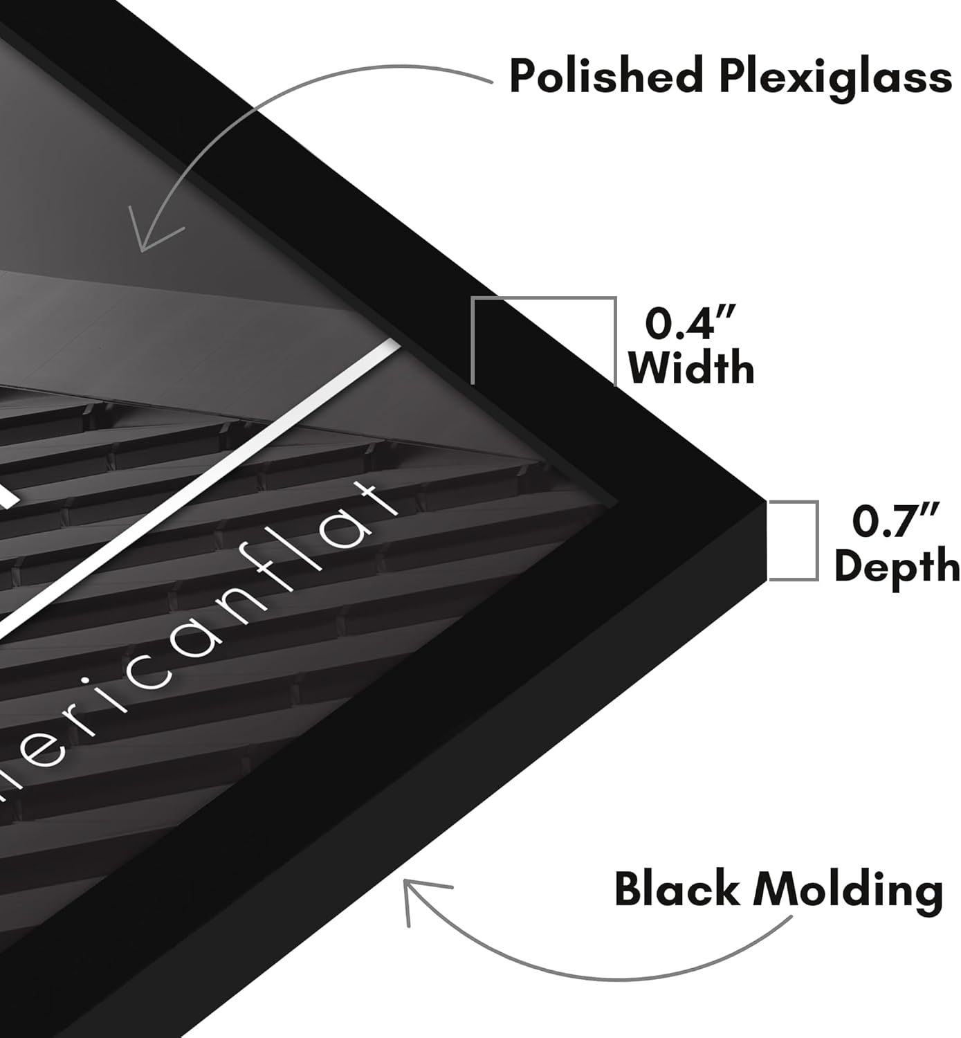 Americanflat 24x36 Poster Frame with Polished Plexiglass - Streamline Collection - Thin Border Picture Frame for Wall Display - Hanging Hardware Included - Black - Colors D