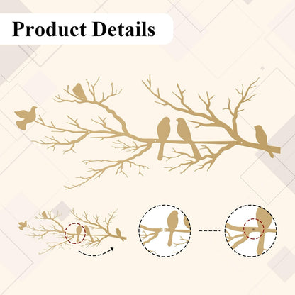 Metal Birds Wall Art, Metal Vivid Birds on Branch Silhouette Wall Decor Black Leaves with Bird Outdoor Hanging Wall Sculpture for Home Balcony Garden(Large)