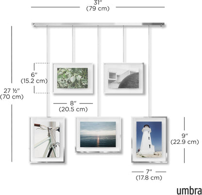 Umbra Exhibit Picture Frame Gallery Set, Adjustable Wall Collage Displays Nine Photos (Four 5x7" and Five 8x10"), Set of 9, Black
