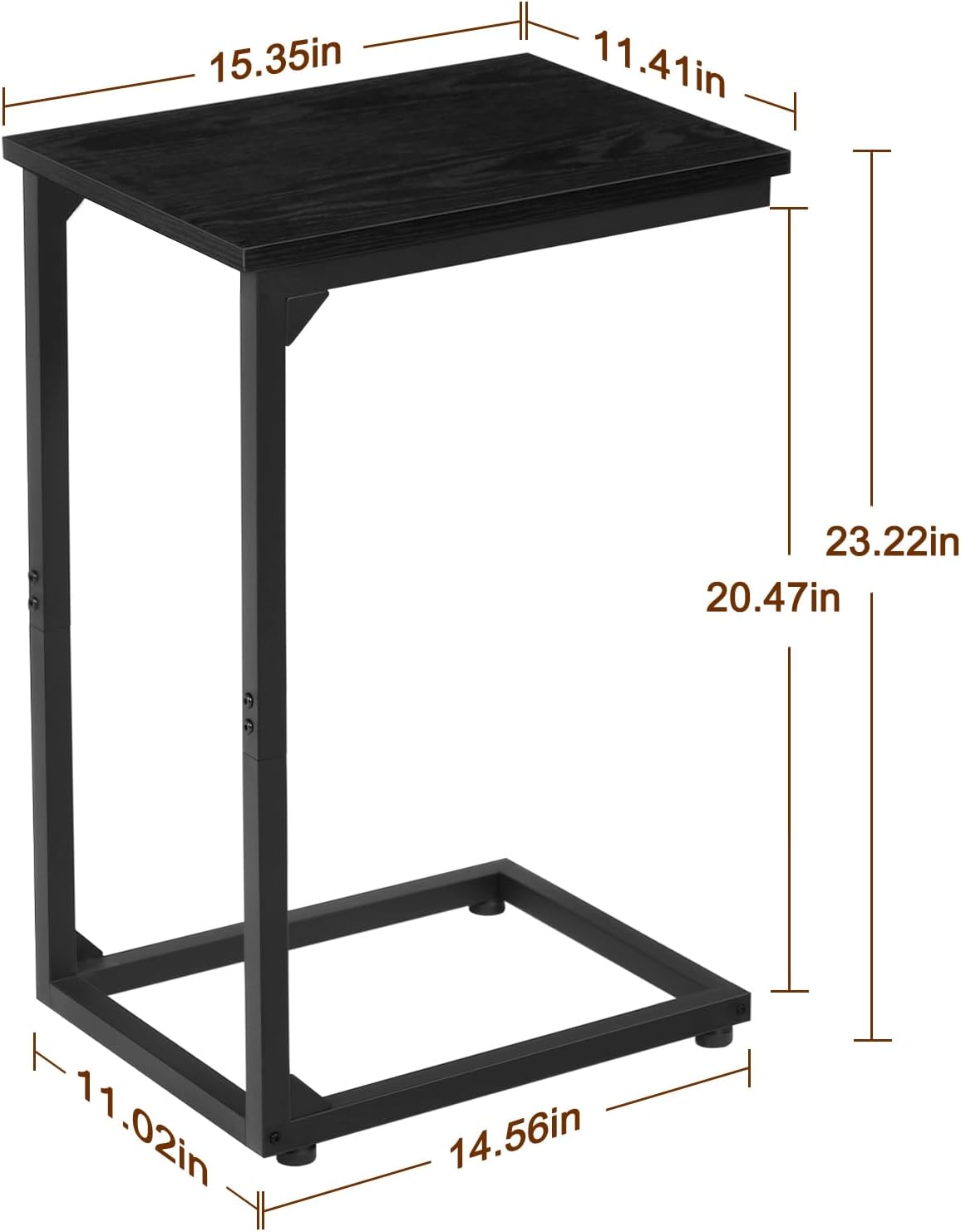 AMHANCIBLE C Shaped Side Table, End Tables Living Room Set of 2, Slide Under Couch Table for Sofa, TV Trays for Bedroom, Small Space, Rustic Brown HET02CBR