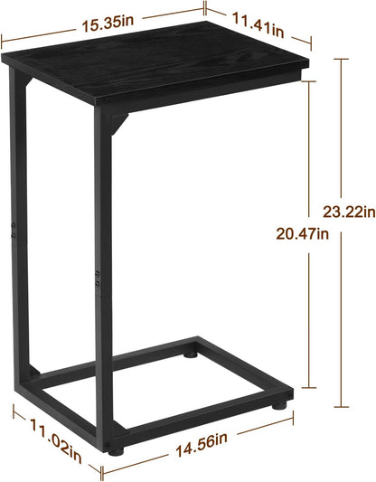 AMHANCIBLE C Shaped Side Table, End Tables Living Room Set of 2, Slide Under Couch Table for Sofa, TV Trays for Bedroom, Small Space, Rustic Brown HET02CBR