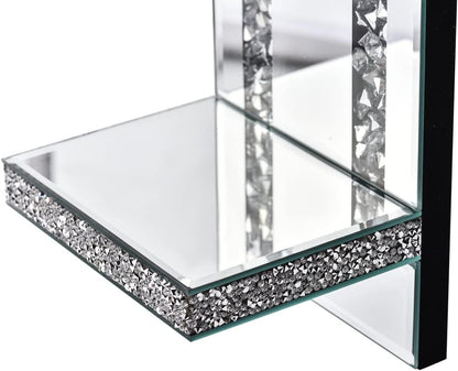 Aeveco Crystal Crush Diamond Mirrored Candle Sconces, Silver Wall Candle Holder Set of 2, Wall Decorations for Living Room，Dining Room (Rectangle Stripe (Style 4))