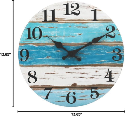 CHYLIN Wall Clock, Silent Non Ticking Battery Operated, Rustic Coastal Country Clock Decorative for Bathroom Kitchen Bedroom 8