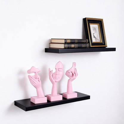 3 Pcs Thinker Small Statue Set - Black Gold Home Decor Abstract Art Figurines for Shelves, Living Room Coffee Table, Office Desktop (3 Pcs Gold, 6")