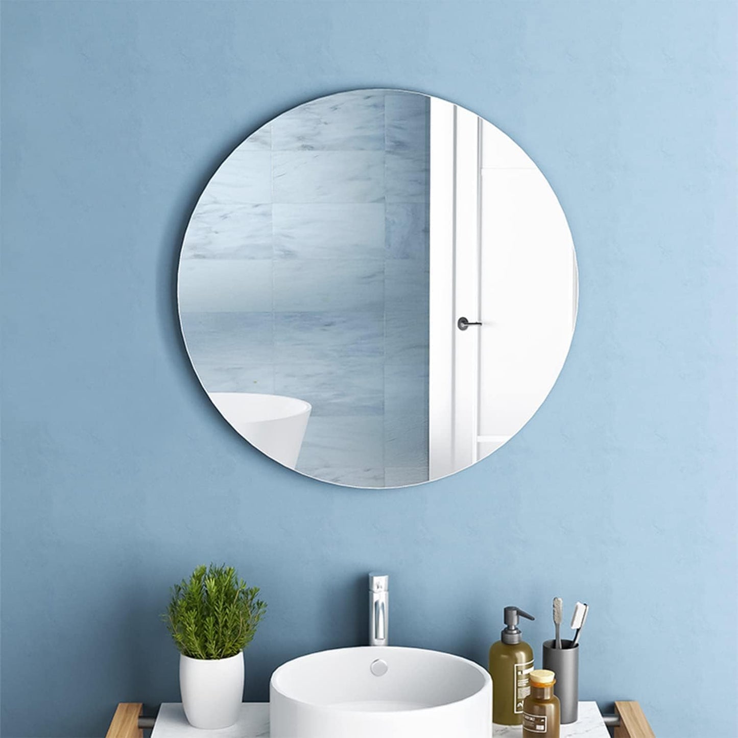 12'' Round Wall Mirror Tiles High Clear Reflecticon Self Adhesive Acrylic Mirror Sheets Circle Stickers for Bathroom, Bedroom, Door, Home Decor
