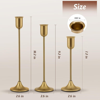 Gold Hurricane Candle Holders Set of 6, Tall Metal Windproof Glass Taper Candle Holder for Candlestick, Candle Sticks Decor, Table Centerpieces for Wedding, Candlelit Dinner Party Fireplace Decoration