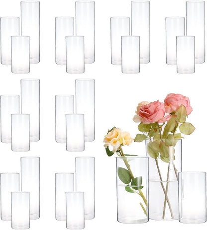 PHOSPHOR Hurricane Candle HoldersFor Pillar Candle Clear Glass Cylinder Centerpieces Vases Table Decoration Centerpiece Floral Room Decor Clear Seeded Bubbles Living Dining Kitchen 3 Pieces