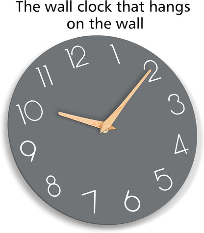 cicininc Wall Clock, Gray Silent Non-Ticking, Decorative Battery Operated Wall Clocks for Bedroom, Kitchen, Home, Office, School, Hotel (8 Inch)