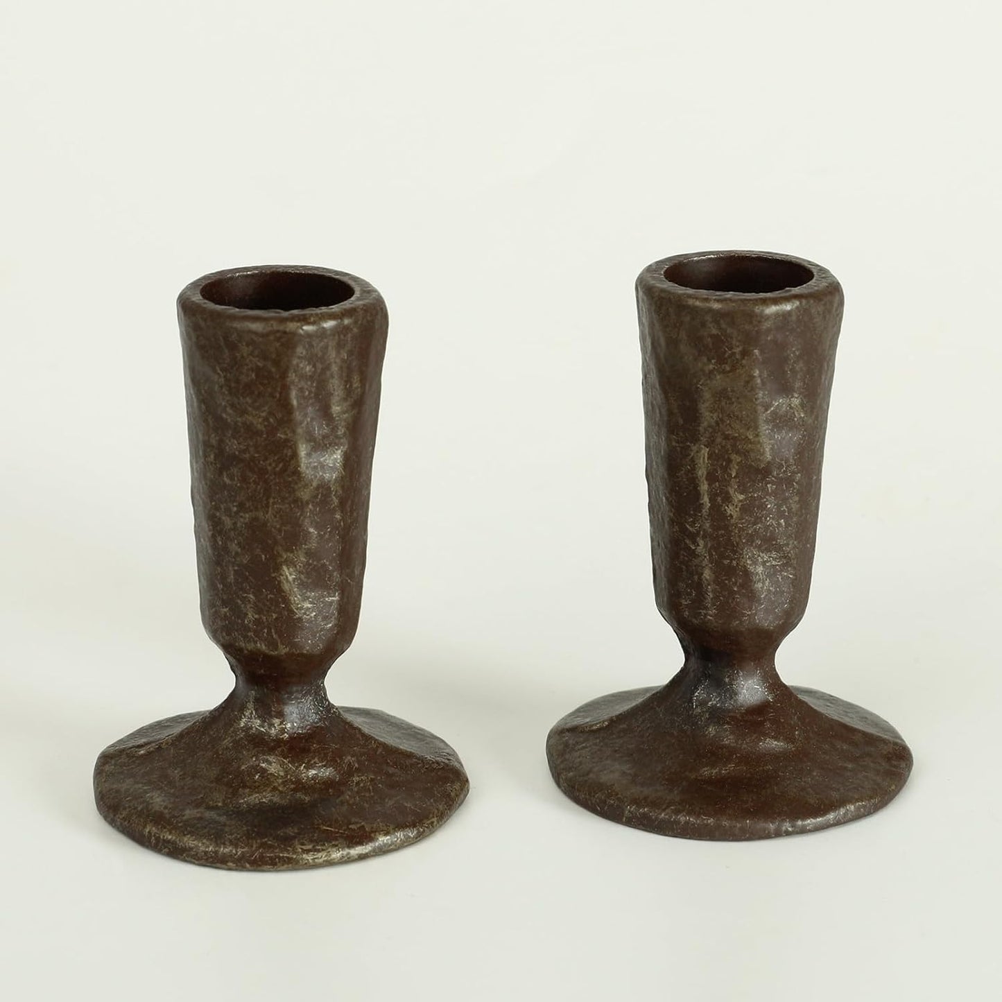 Handcrafted Antique Brass Iron Taper Candle Holders - Set of 2 Elegant Candlesticks for Weddings, Dining, and Parties, Timeless Décor Accent