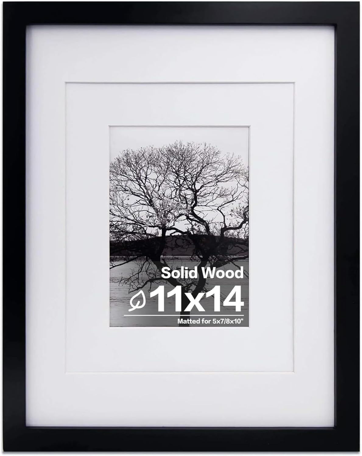 Egofine 12x16 Picture Frame Black, Covered by Plexiglass Made of Solid Wood, Display Pictures 9x12 and 11x14 with Mat or 12x16 Without Mat, for Wall Mounting Photo Frame - Colors B