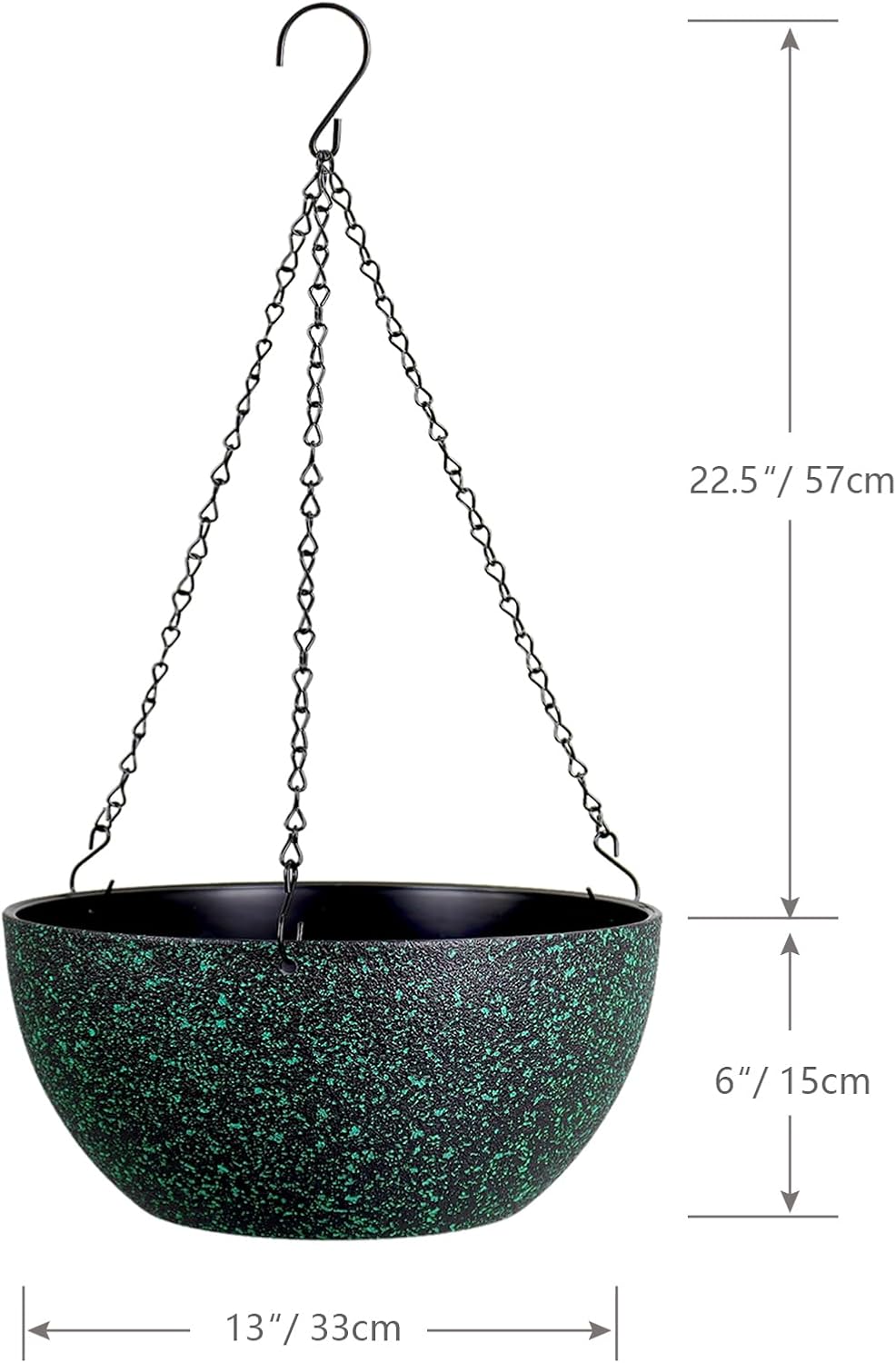 WSMKSZ 10 inch Hanging Planters for Outdoor Indoor Plants with Drainage Holes and Chain, 2 Pack Round Hanging Flower Pots for Garden Home Porch Decor, Black