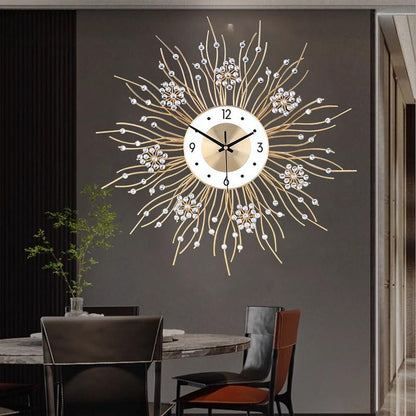 SIN&MI Large Wall Clocks, Silent Sunflower Shape Chic Decorative Wall Clock, Modern Non-Ticking Round Clock Dial Iron Metal Wall Clock for Living Room Decor Entrance Office Cafe 20 Inch