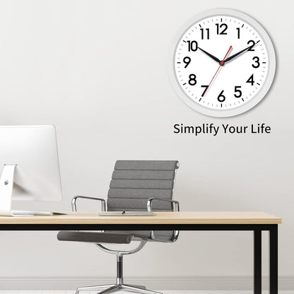 AKCISOT Wall Clock, Modern Small Wall Clocks Battery Operated 8 Inch, Silent Non-Ticking Analog Classic for Office, Home, Bathroom, Kitchen, Bedroom, School(Black)
