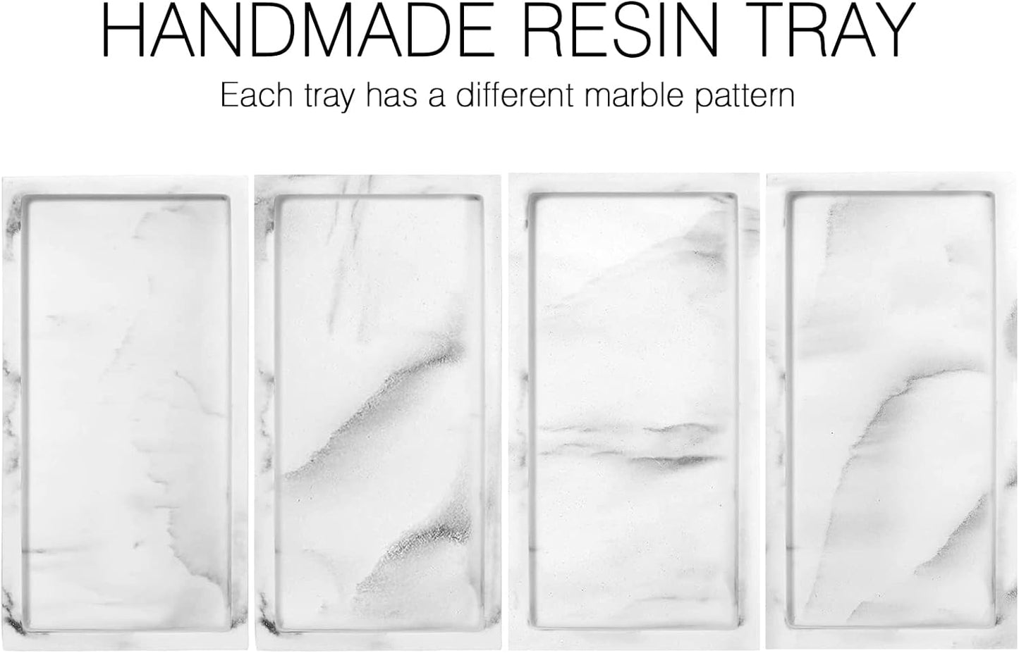 Luxspire Bathroom Vanity Tray, 8 x 4 inch Resin Kitchen Sink Tray for Soap Dispenser Bathroom Countertop Organizer Plate Holder for Perfume Soap Towel Bathroom Accessories, Mini, White Marble