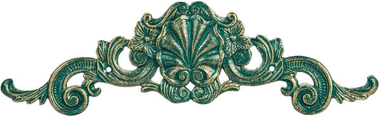 Sungmor Cast Iron Fleur De Lis Wall Decor, Vintage White Metal Flower Scrolled Wall Pediments Decor, 15.5" Long Carved Appliques Onlays, Wall Door Cabinet Mantel Topper Corner Carving Decals