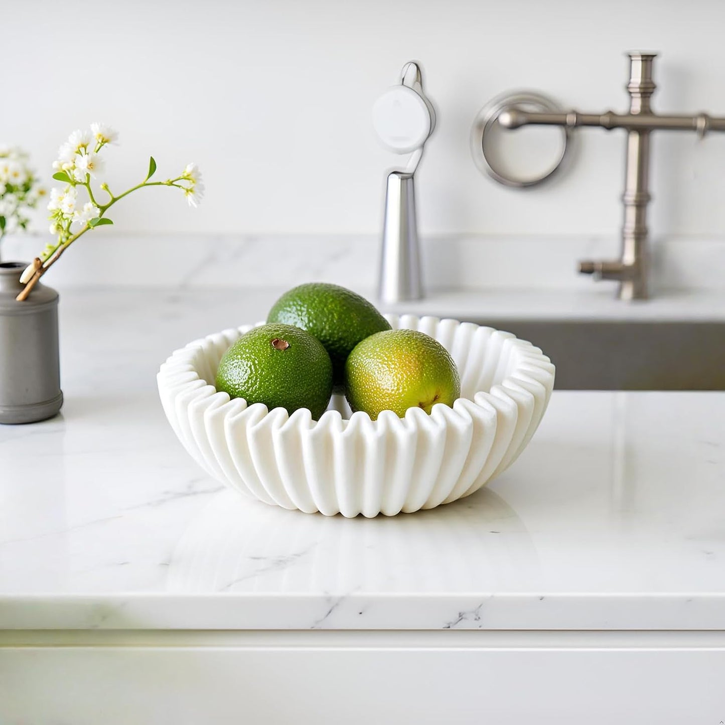 Braxio White Decorative Bowl with Sand Finish - Key Holder Bowl for Entryway Table, Modern Fruit Bowl for Kitchen Counter, Centerpiece Catch-All Bowl 10.5 x 10 x 5.5 Inch