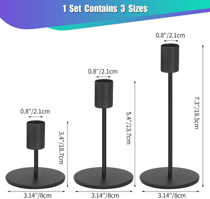 Set of 6 Black Candlestick Holders - Decorative for Home Decor, Wedding, Dining, Party, Anniversary