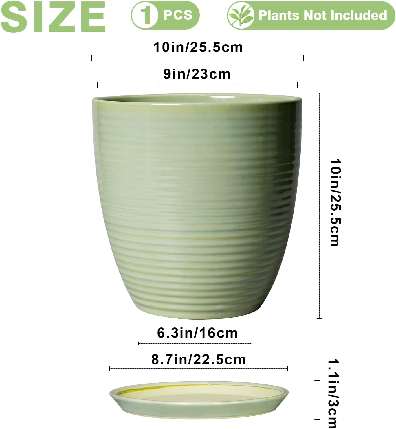 Ceramic Pots for Plants - 6 Inch Plant Pot with Drainage Hole and Saucer, Round Planters for Indoor Outdoor, Flower Pots, Modern Planter, Home Office Room Decor, Gifts for Plant Lovers, White