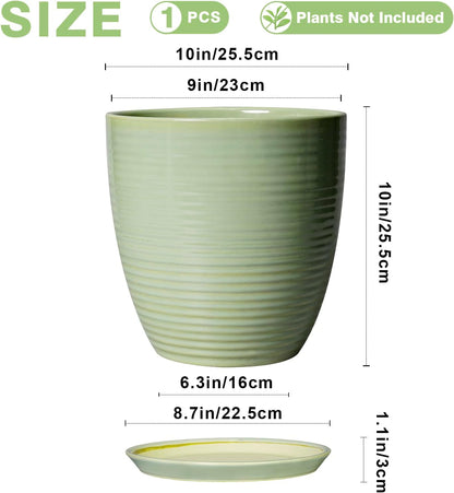 Ceramic Pots for Plants - 6 Inch Plant Pot with Drainage Hole and Saucer, Round Planters for Indoor Outdoor, Flower Pots, Modern Planter, Home Office Room Decor, Gifts for Plant Lovers, White