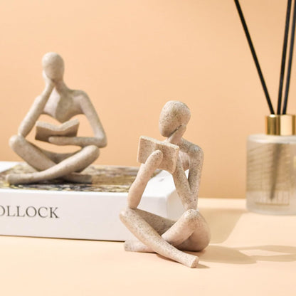 Jinkoozz Reading Women Statue, Thinker Sculptures, Abstract Art Ornament, Modern Aesthetic Figurine Decoration, Suitable for Home Living Room Bedroom Office Shelf Table Desk Bookshelf Decor
