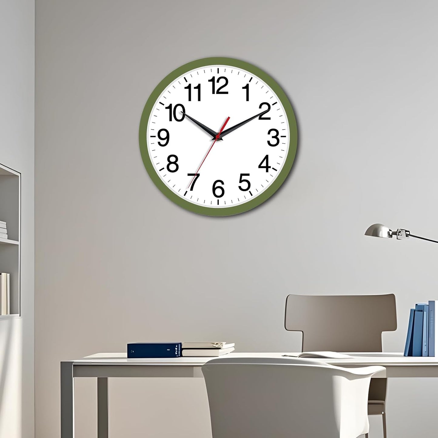 Rohioue Wall Clock Modern 8 Inch Battery Operated Silent Non Ticking Small Analog Clock for Living Room Office Home Bedroom Kitchen Bathroom(Black)