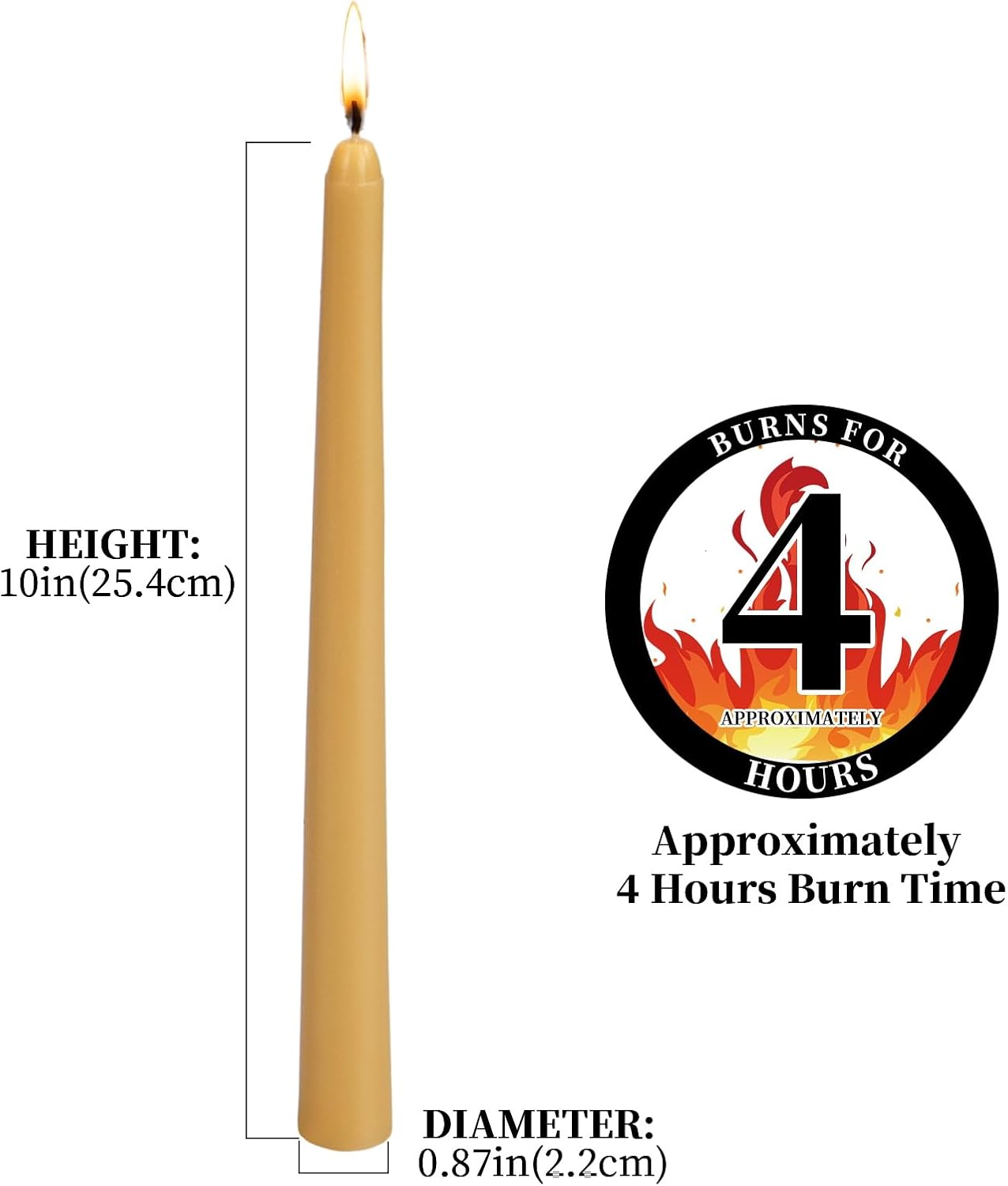 KONNI 0.87×10 Inch Ivory Taper Candles, Unscented and Smokeless Tall Candlesticks, 10 Pack Tapered Candles with Cotton Wicks, Long Burning, Ideal for Weddings, Dinner Parties, and Home Décor
