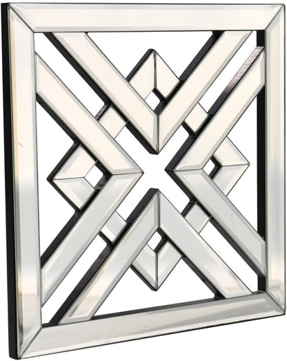 QMDECOR 2 Pack Silver Mirrored Square Wall-Mounted Mirrors Modern Glam Accent Decor for Home