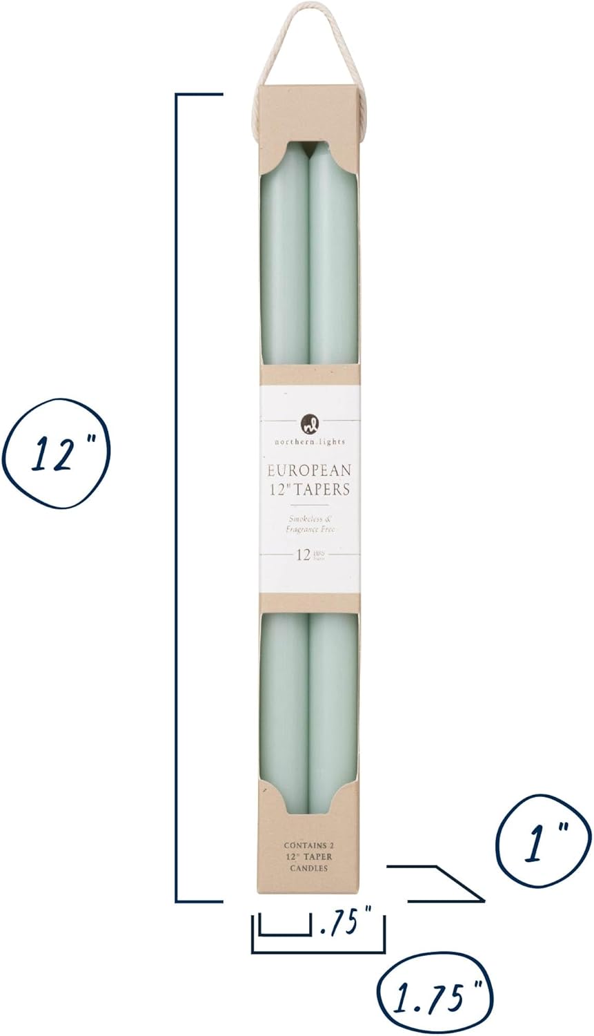 Northern Lights Candles - 12" 2PK Premium Tapers, Prairie Blue - 72865