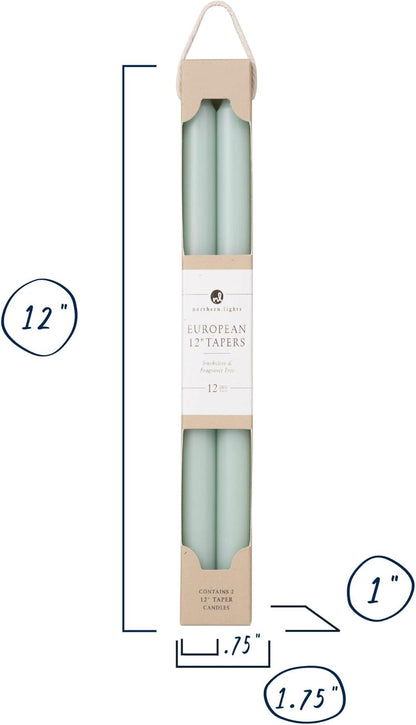 Northern Lights Candles - 12" 2PK Premium Tapers, Prairie Blue - 72865
