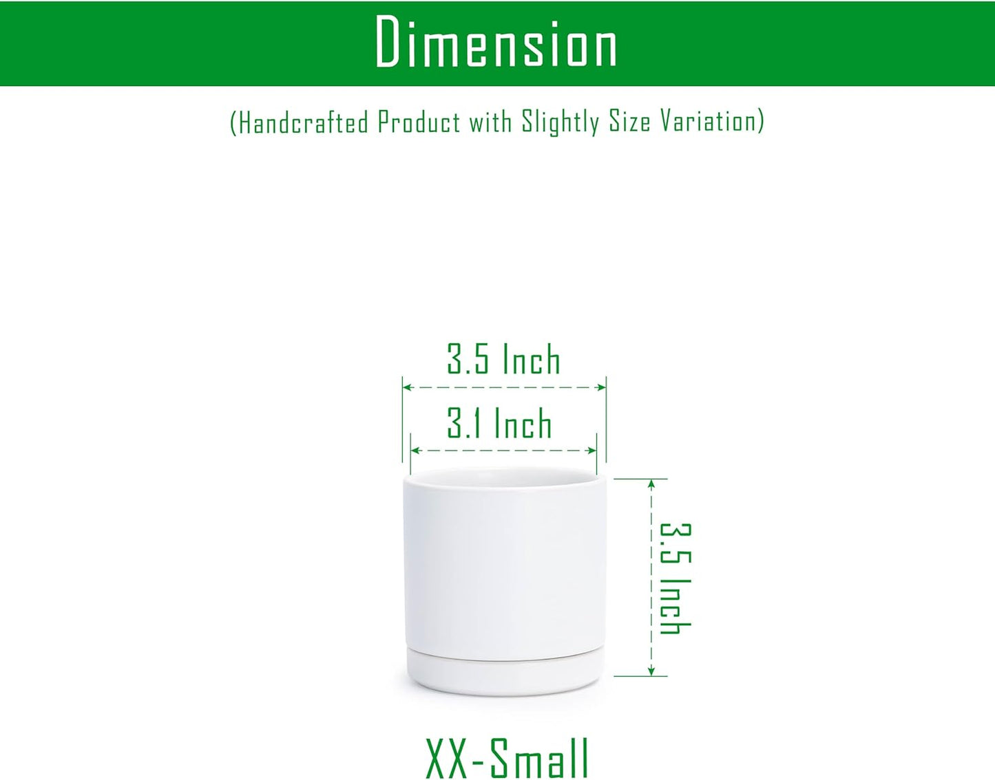 D'vine Dev Set of 2 Plants Pots, 6.5 Inch Ceramic Planter Pot for Plants with Drainage Hole and Saucer, White, 94-V-C-1