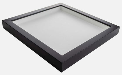 14x14 Shadow Box Black | 3/4" Depth of Usable Space | Solid Wood Pine | Includes UV Resistant Acrylic Plexiglass, Acid-Free Backing & Hanging Hardware | Made to Order in USA - Colors B