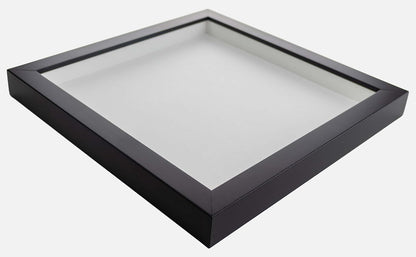 14x14 Shadow Box Black | 3/4" Depth of Usable Space | Solid Wood Pine | Includes UV Resistant Acrylic Plexiglass, Acid-Free Backing & Hanging Hardware | Made to Order in USA - Colors D