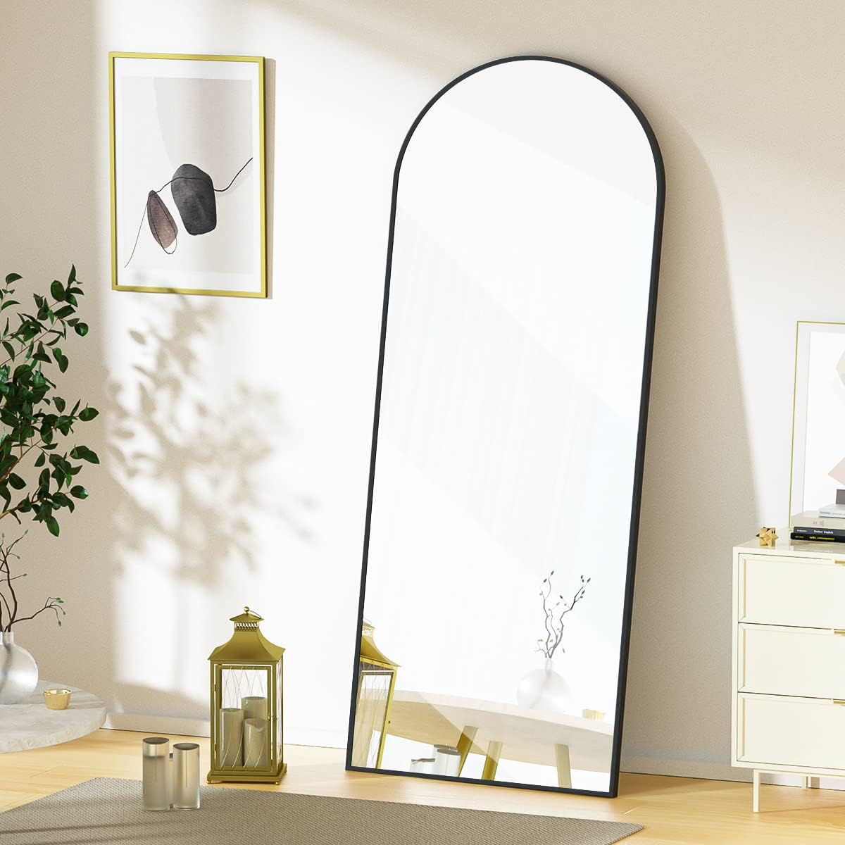 Koonmi 30"x71" Arched Full Length Mirror, Gold Large Floor Mirror with Aluminum Alloy Frame, Standing Hanging or Leaning Wall-Mounted Full Body Mirror for Living Room and Bedroom
