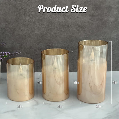 Rechargeable Flameless Glass Pillar Candles–Gifts for Women,–Set of 3, Realistic Flickering LED Light,Remote & Timer, Ideal for Living Room, Bedroom & Festival Wedding Home Party Decor