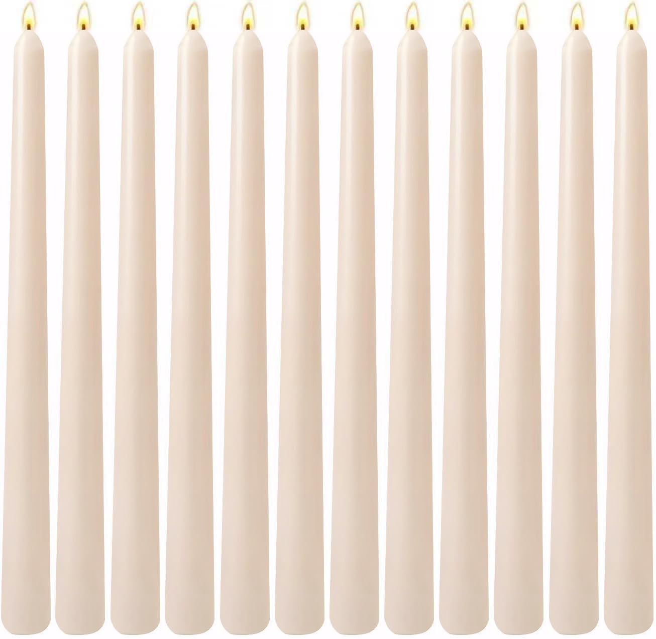 12-Pack Olive Green Taper Candles, 10 Inch Unscented Dripless Candlesticks, Long-Lasting Burn Time of 7-8 Hours, Perfect for Christmas Home Décor Spring and St. Patrick's Day