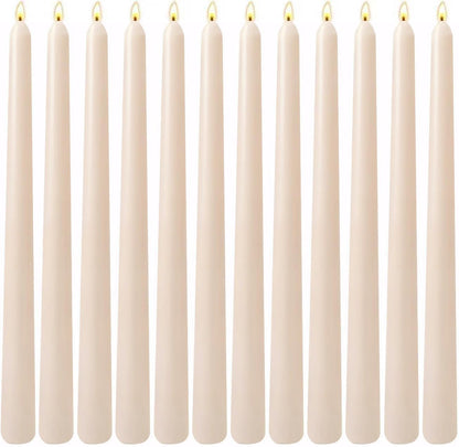 12-Pack Olive Green Taper Candles, 10 Inch Unscented Dripless Candlesticks, Long-Lasting Burn Time of 7-8 Hours, Perfect for Christmas Home Décor Spring and St. Patrick's Day