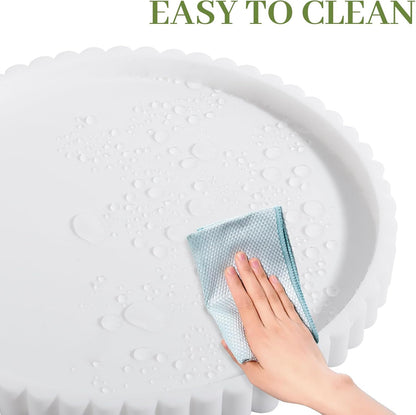 Round Bathroom Tray Silicone Kitchen Counter Decor Vanity Organizer Decorative Coffee Table Tray for Perfume, Candle, Soap Dish, 9 Inch, Black