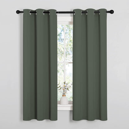 NICETOWN Halloween Pitch Black Solid Thermal Insulated Grommet Blackout Curtains/Drapes for Bedroom Window (2 Panels, 42 inches Wide by 63 inches Long, Black) - Colors C