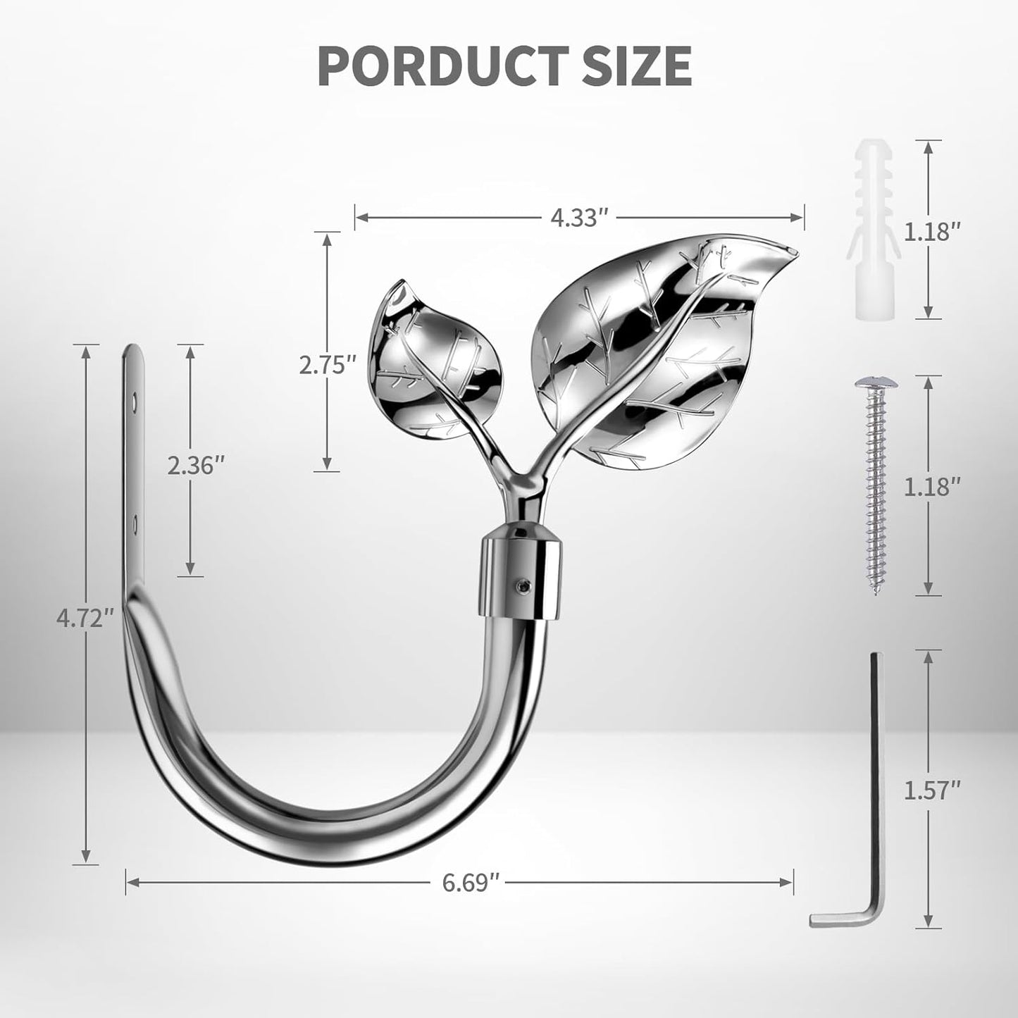 HIKMLK Leaf Shaped Curtain Tieback Holdbacks 2pcs, Handmade Metal Curtain Side Holders for Wall, Curtain Hook Pull Backs for Drapes Window Decoration