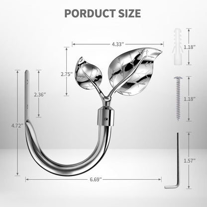 HIKMLK Leaf Shaped Curtain Tieback Holdbacks 2pcs, Handmade Metal Curtain Side Holders for Wall, Curtain Hook Pull Backs for Drapes Window Decoration