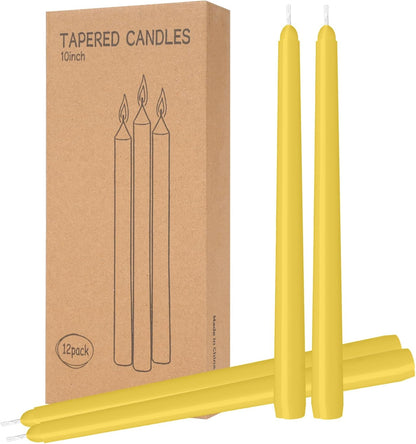 4 Pack Ivory Taper Candles - Taper Candles 10 Inch Dripless, Smokeless & Unscented - 8 Hours Long Burning - Hand Poured Tall Candlesticks - Ideal for Weddings, Dinner Parties, and Home Decor