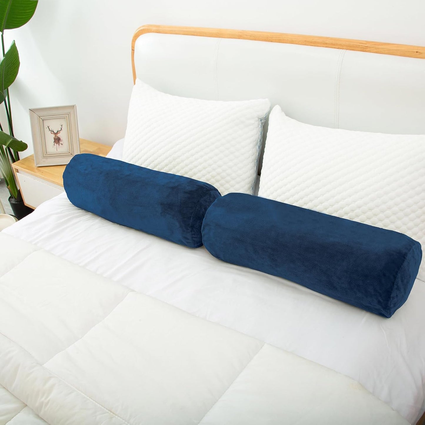 1 MIDDLE ONE Body Pillow, Memory Foam Body Pillows for Adults Sleeping, Decorative Bolster Pillow for Bed & Couch, Long Cylinder Tube Round Pillow, 24x7.87 Inches, Set of 2 (Light Grey)