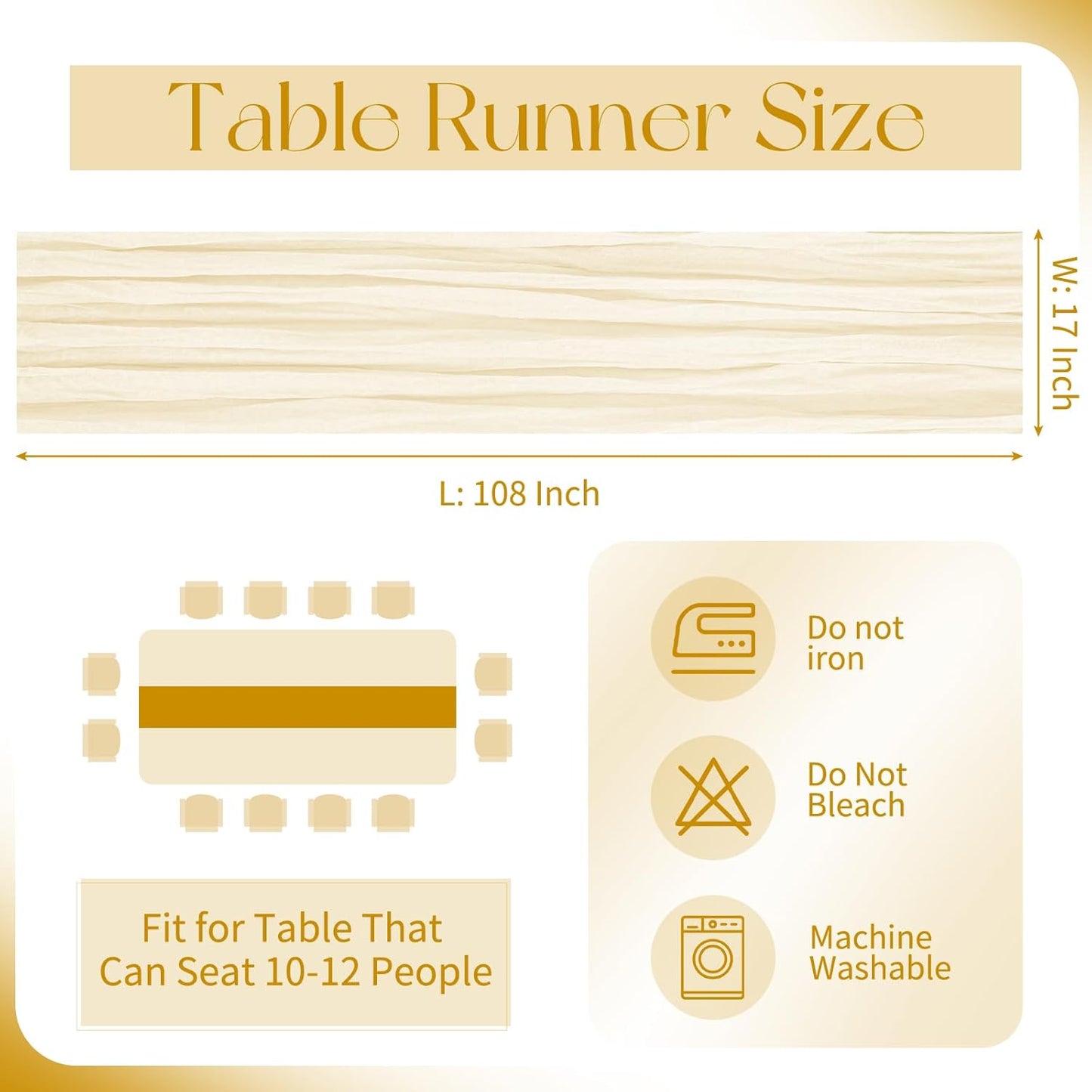 10 Pack Beige Cheesecloth Table Runner 17x108 Inch Boho Gauze Cheese Cloth Table Runners for Wedding Party Baby Shower Birthday Home Decor