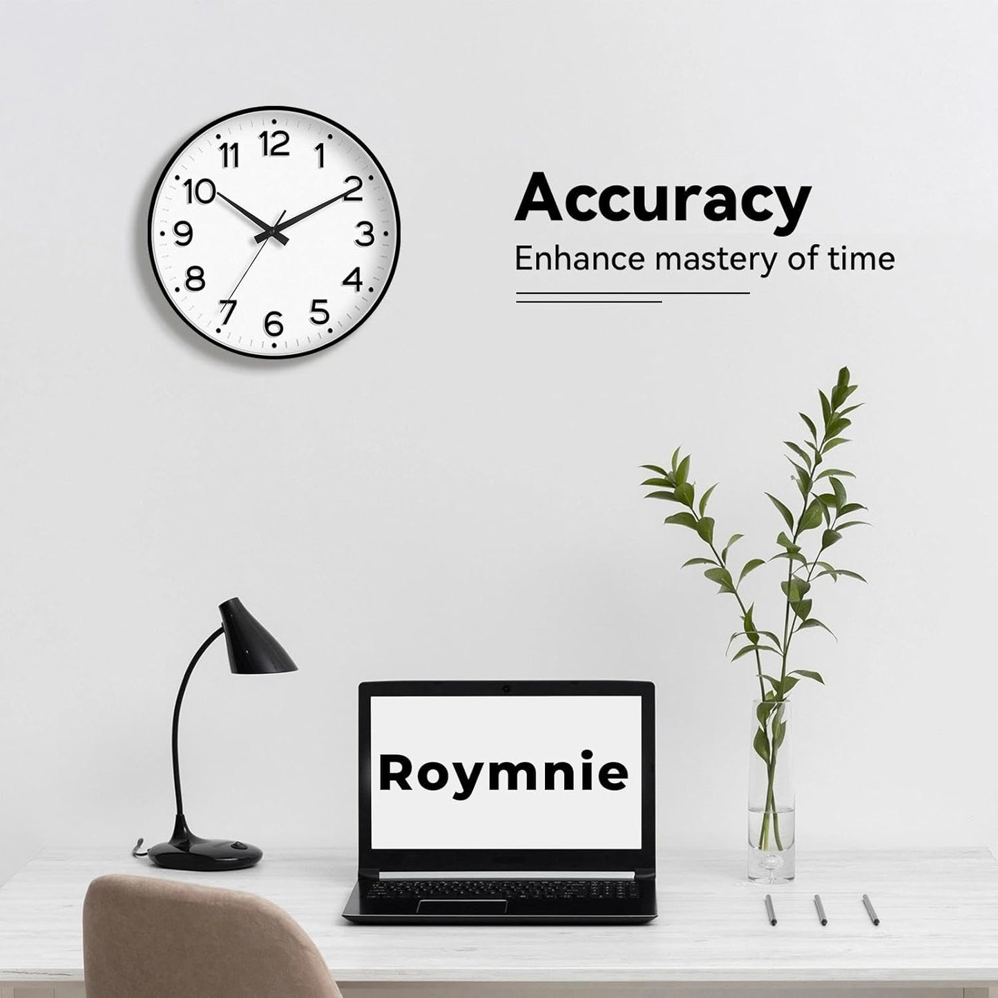 Roymnie Wall Clock Green, Silent Wall Clocks Battery Operated 8 Inch-Modern Non Ticking Analog Clock Decorative for Kitchen Office Bathroom Bedroom(Gold)