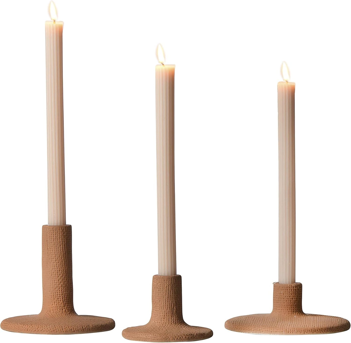 Main + Mesa Stoneware Pillar & Taper Candle Holders, Set of 2