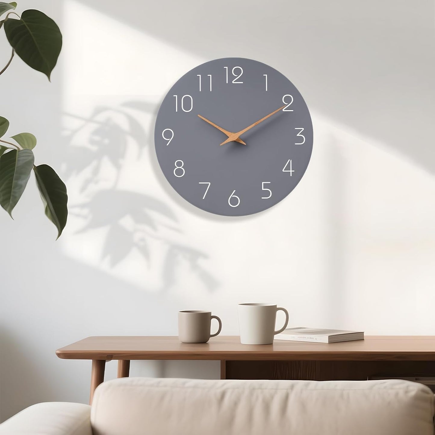 Mosewa Wall Clock 8 Inch Black Battery Operated Silent Non Ticking Simple Minimalist Rose Gold Numbers Decorative for Bedroom Living Room Kitchen Home Bathroom Office