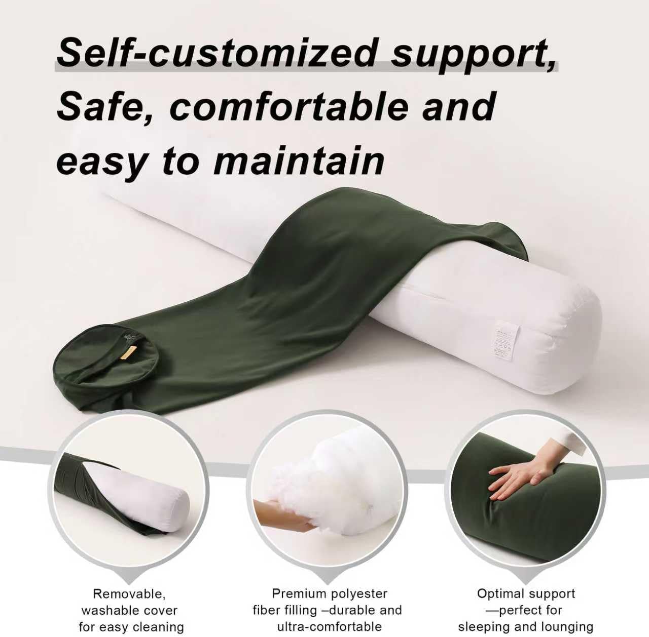 Body Pillow for Adults,Long Round Pillow,Big Cylindrical Pillow,Large Full Bolster Pillows for Side Sleepers (Steel Gray, 47.24"*7.87")