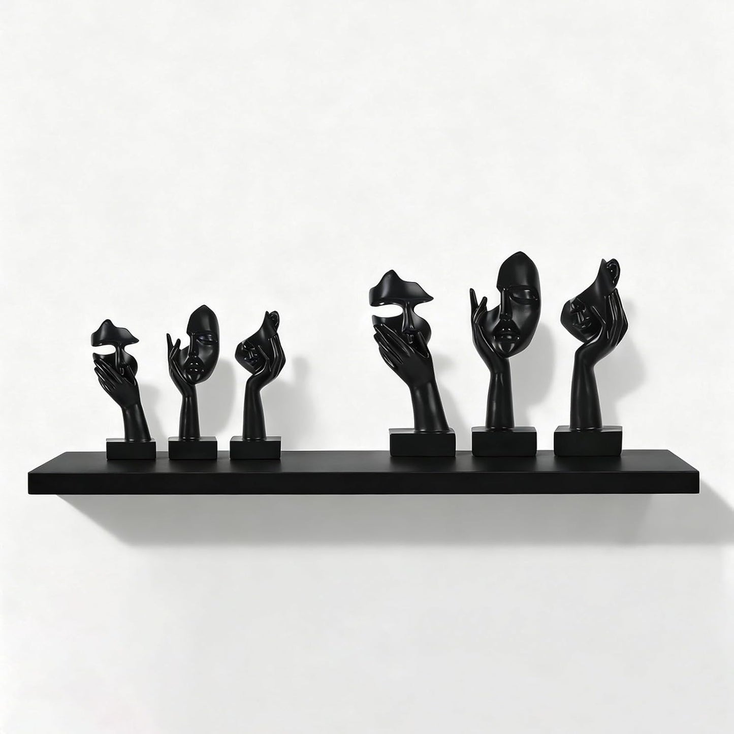 3 Pcs Thinker Small Statue Set - Black Gold Home Decor Abstract Art Figurines for Shelves, Living Room Coffee Table, Office Desktop (3 Pcs Gold, 6")